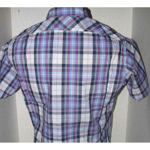 Daniel Cremieux Plaid Purple Short Sleeve Shirt Size L New - Picture 2 of 2